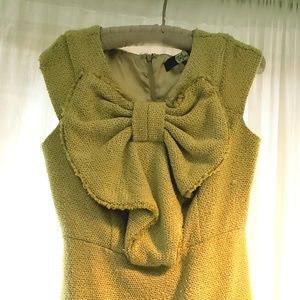 Eva Franco Yellow Wool Bow Dress